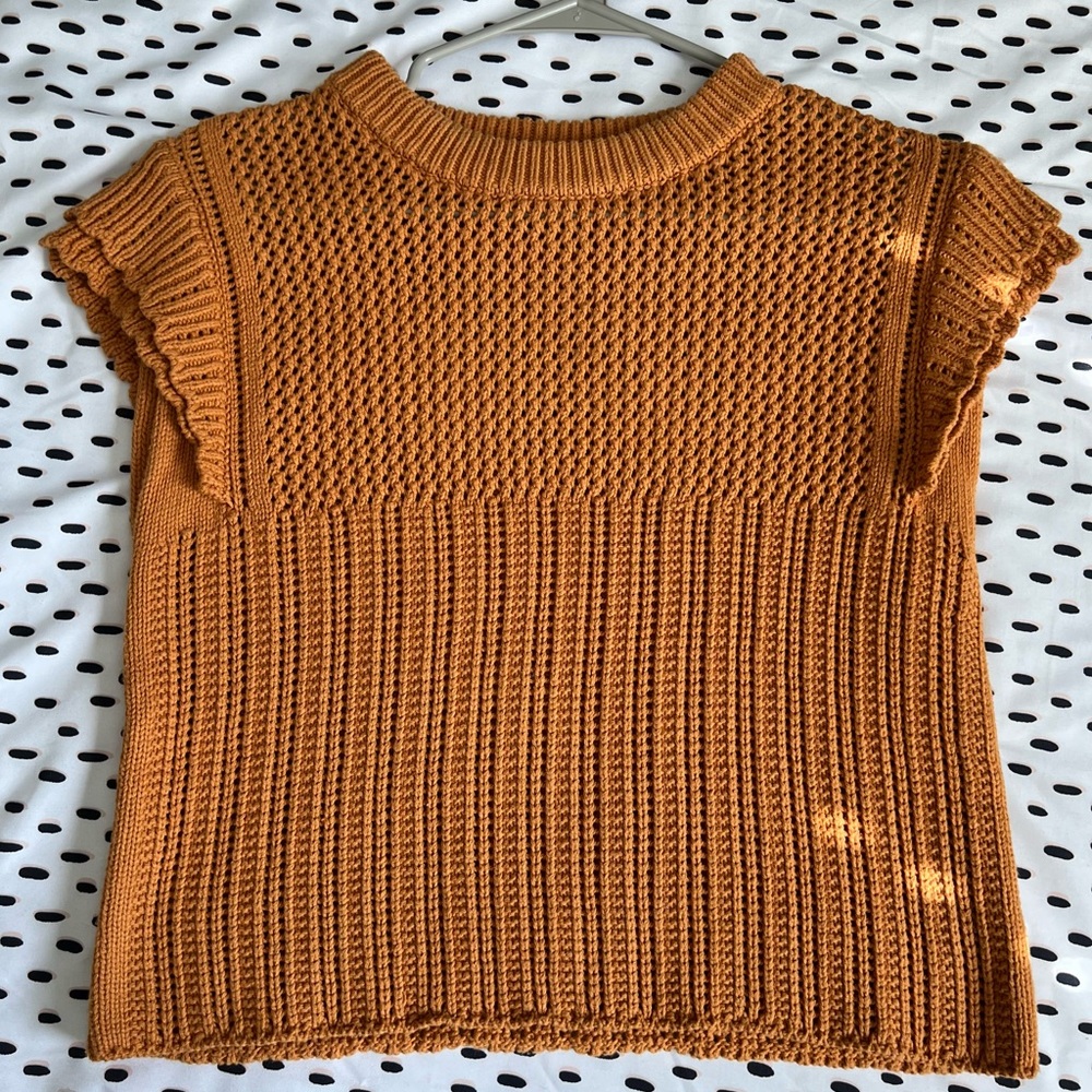Orange Knit Sweater Top